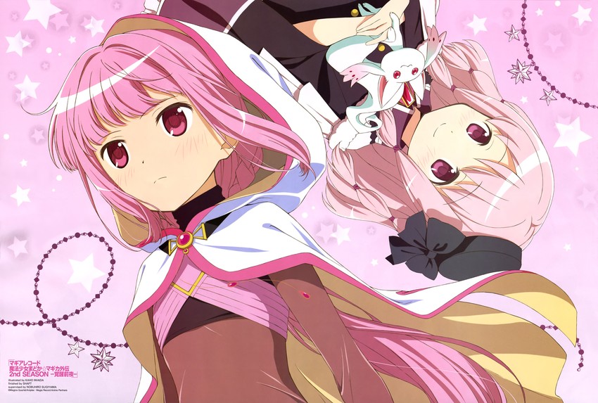 tamaki iroha, tamaki ui, and small kyubey (mahou shoujo madoka magica and 1 more) drawn by kuubyo