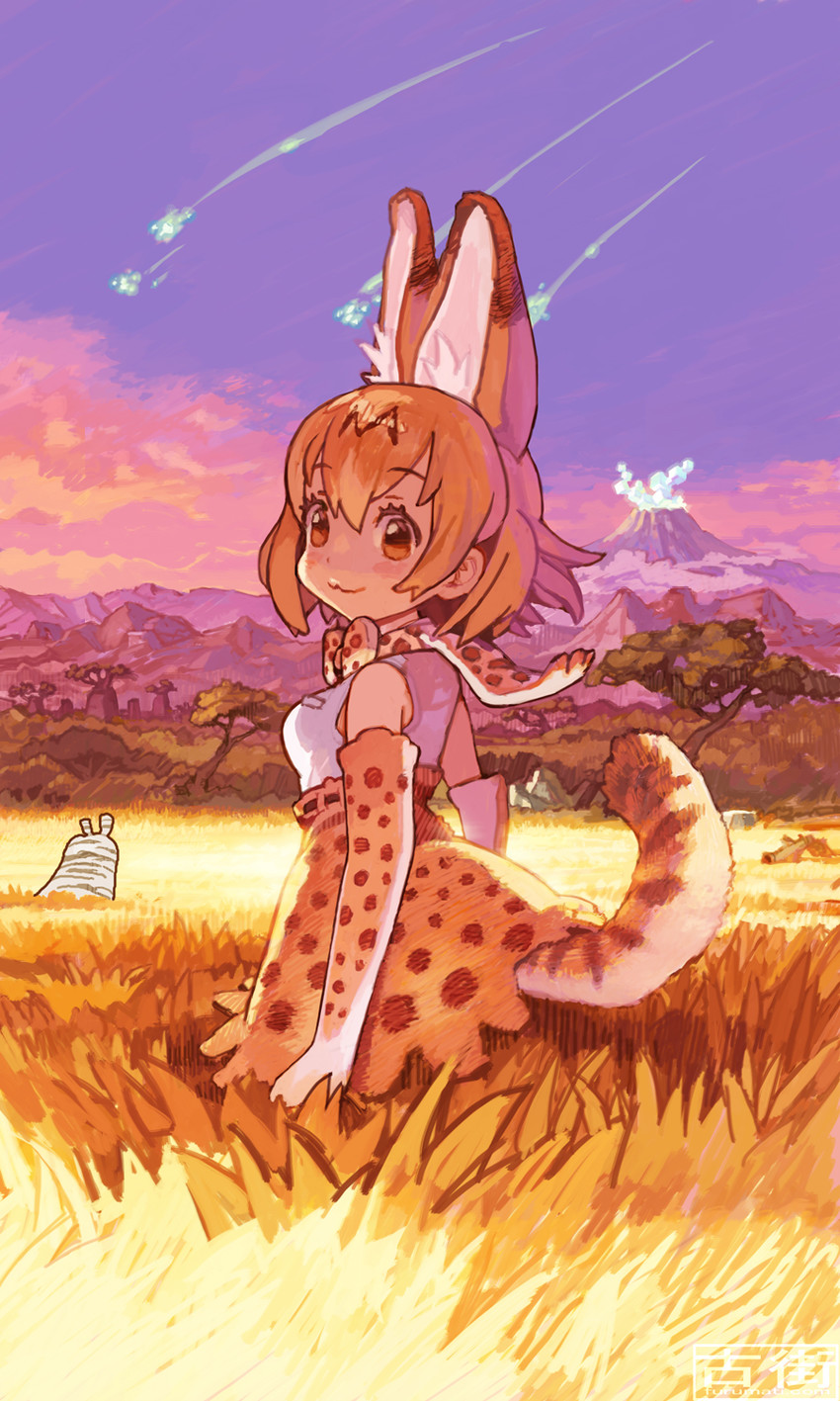 serval and savanna striped giant slug (kemono friends) drawn by tomohi