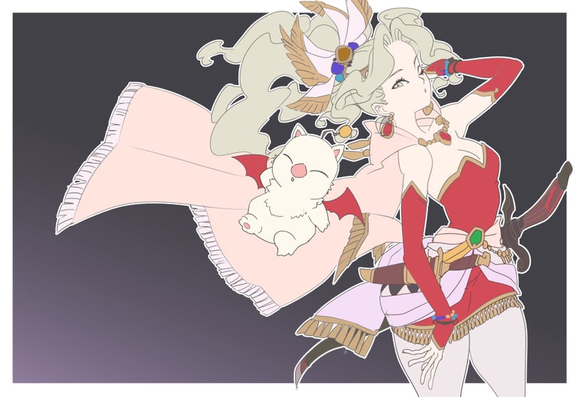 terra branford and moogle (final fantasy and 1 more) drawn by kuwango