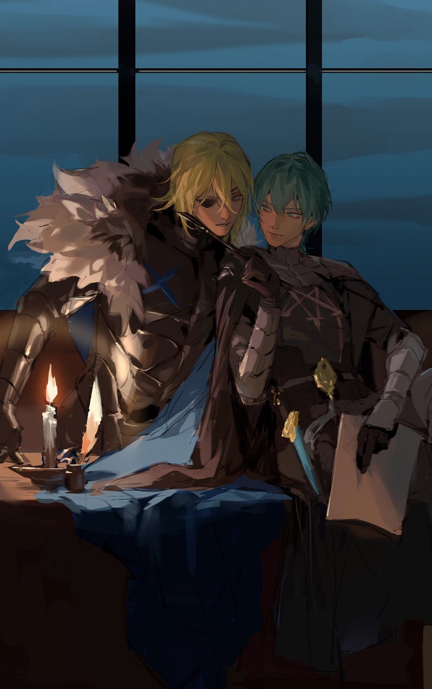 dimitri alexandre blaiddyd and male byleth (fire emblem and 1 more) drawn by zn_(loliconzn)