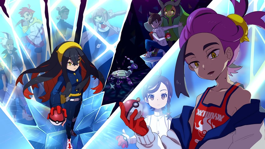 kieran, juliana, carmine, florian, lacey, and 5 more (pokemon and 1 more) drawn by nashirasauce