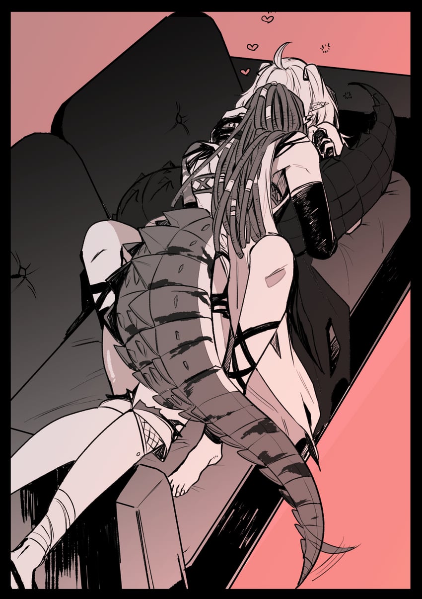 tomimi, gavial, and gavial the invincible (arknights) drawn by ban_syou