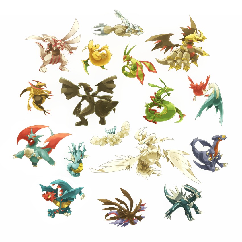 garchomp, latias, altaria, dragonite, flygon, and 13 more (pokemon) drawn by pokoten_(pokoten718)