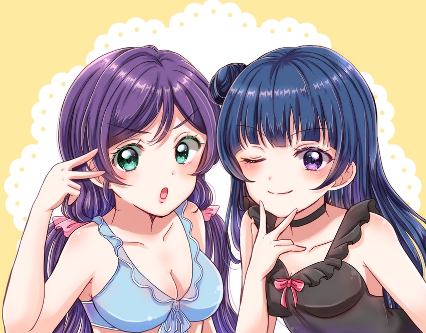 tojo nozomi and tsushima yoshiko (love live! and 2 more) drawn by eneco