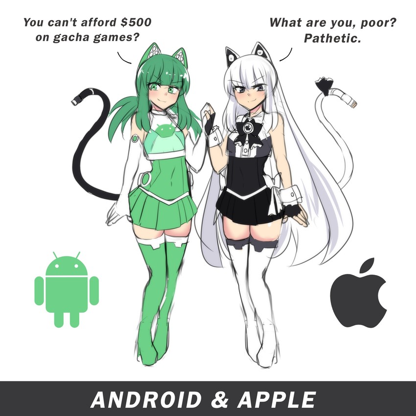 android and iphone (original and 2 more) drawn by hinghoi and merryweather