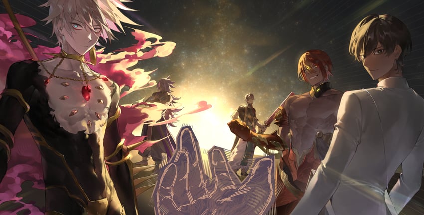 karna, arjuna, ashwatthama, duryodhana, and bhima (fate and 1 more) drawn by potato_goril