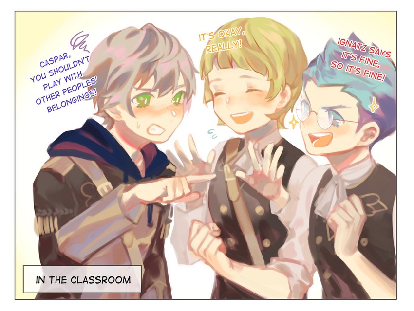 ashe ubert, caspar von bergliez, and ignatz victor (fire emblem and 1 more) drawn by suto_(sakumaaritsu)