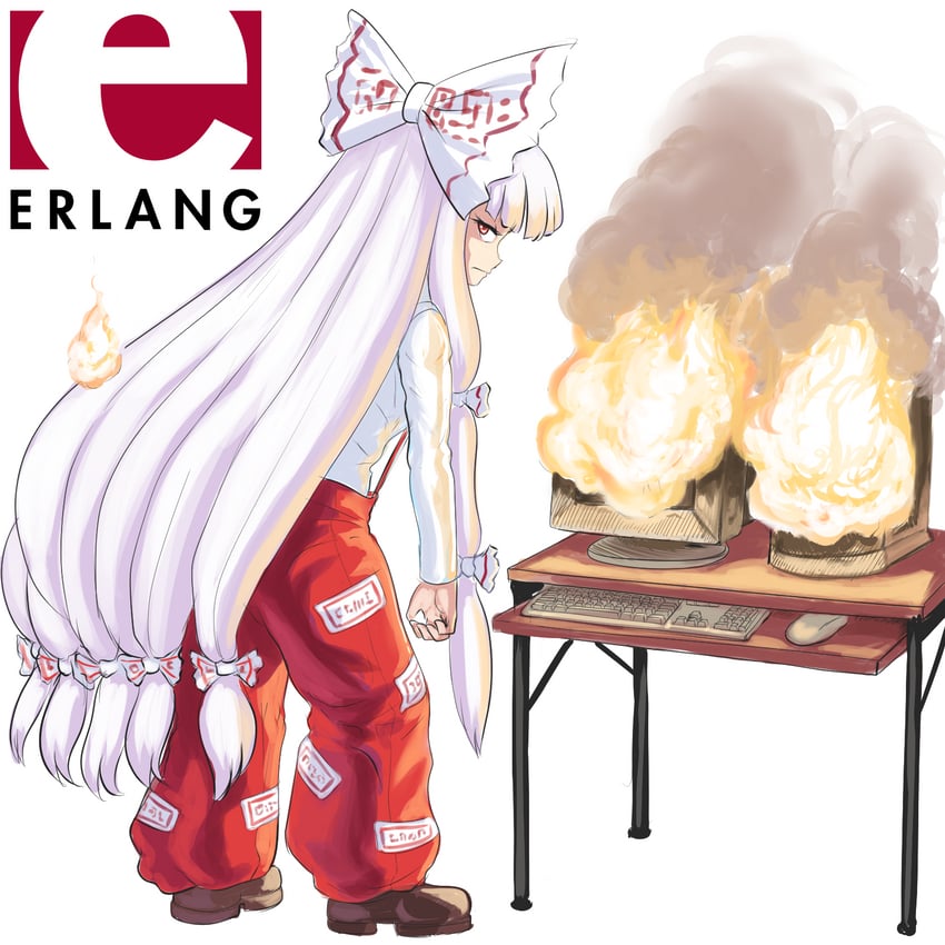 fujiwara no mokou (touhou) drawn by profitshame