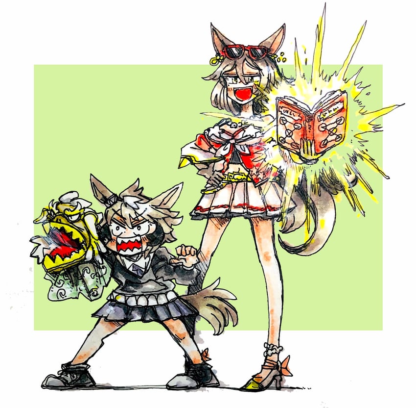 shinko windy and seeking the pearl (umamusume and 1 more) drawn by morisshii_(morishiey)