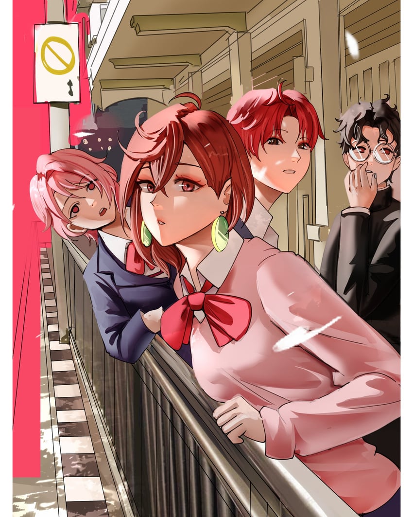 ayase momo, takakura ken, shiratori aira, and enjoji jin (dandadan) drawn by notgustiarp