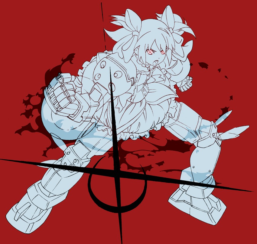 kaname madoka, gundam age-1, and gundam age-1 titus (mahou shoujo madoka magica and 2 more) drawn by umishima_senbon