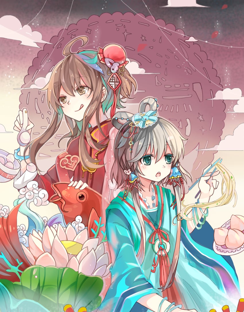 luo tianyi and yuezheng ling (vocaloid and 1 more) drawn by xiangqu_kanwusong_dewusong
