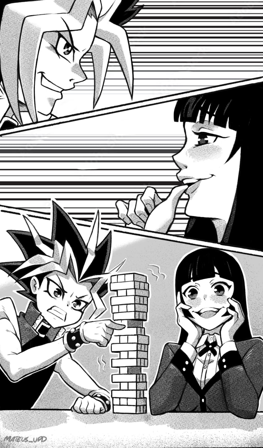 yami yugi and jabami yumeko (yu-gi-oh! and 1 more) drawn by mateus_upd