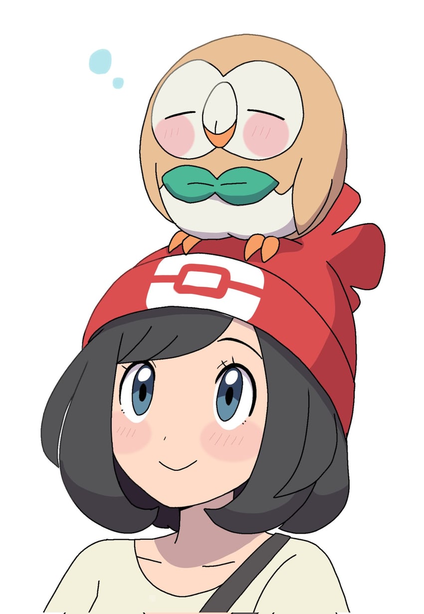 selene and rowlet (pokemon and 1 more) drawn by nakikot_t