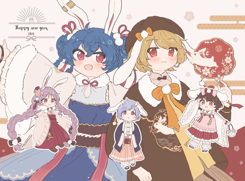 reisen udongein inaba, inaba tewi, seiran, ringo, and reisen (touhou) drawn by sakurasaka