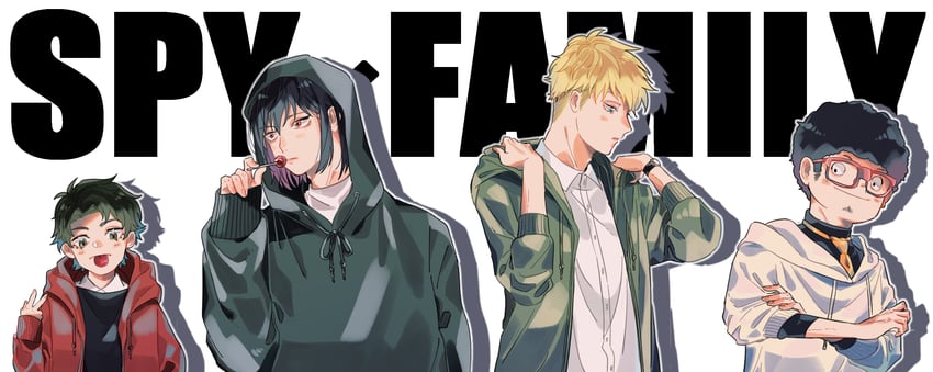 twilight, damian desmond, yuri briar, and franky franklin (spy x family) drawn by awarinko