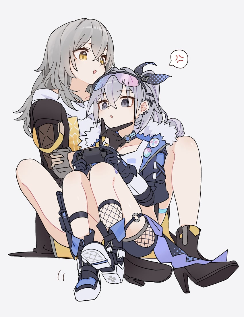 trailblazer, stelle, and silver wolf (honkai and 1 more) drawn by origami_gyokuo