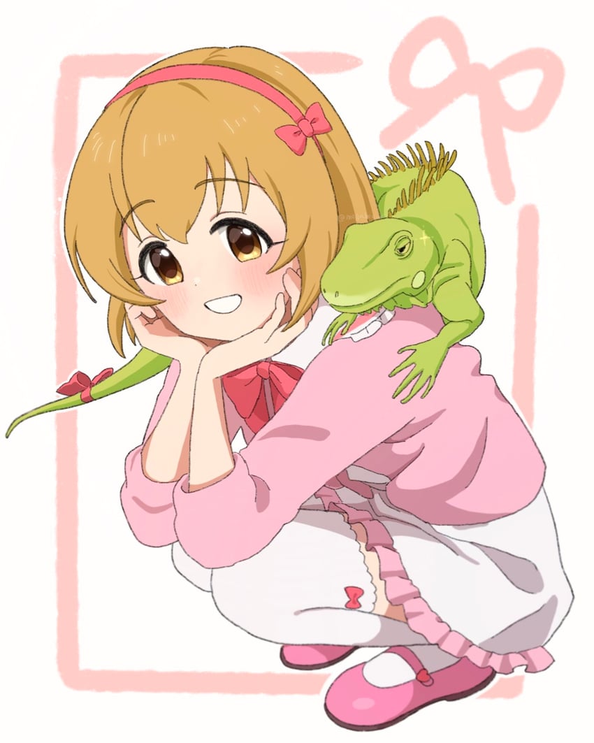 koga koharu and hyou-kun (idolmaster and 1 more) drawn by megabee_e