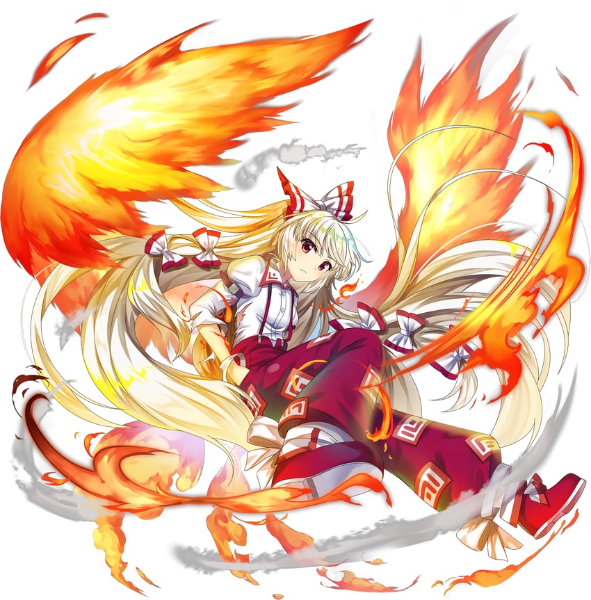fujiwara no mokou (touhou and 1 more) drawn by rotte_(1109)