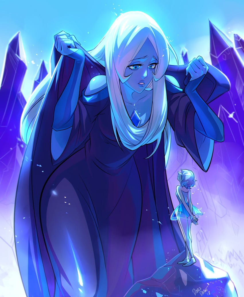 blue diamond and blue pearl (steven universe) drawn by lina_rojas