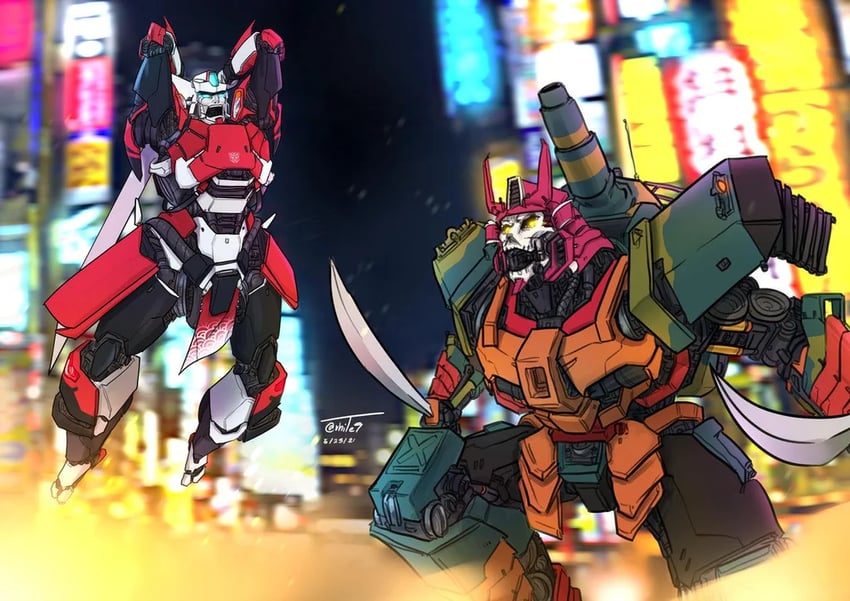 drift and bludgeon (transformers and 1 more) drawn by vhite9