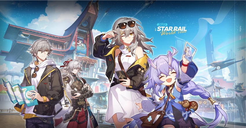 trailblazer, stelle, caelus, jing yuan, and bailu (honkai and 1 more)