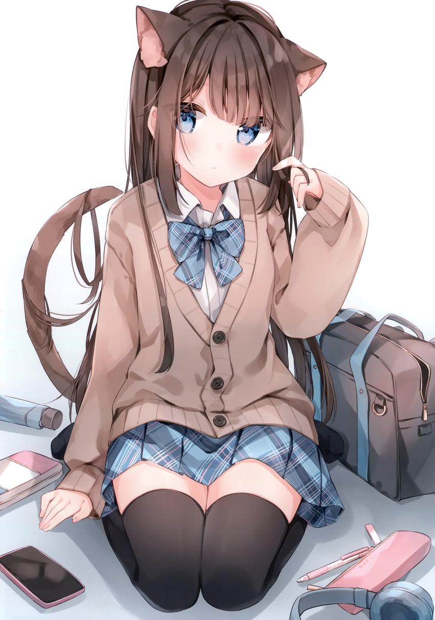nekomimi onnanoko (original and 1 more) drawn by heripiro