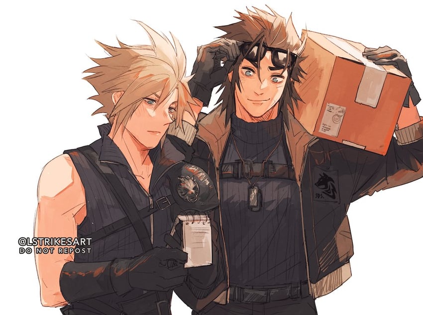cloud strife and zack fair (final fantasy and 2 more) drawn by lightningstrikes