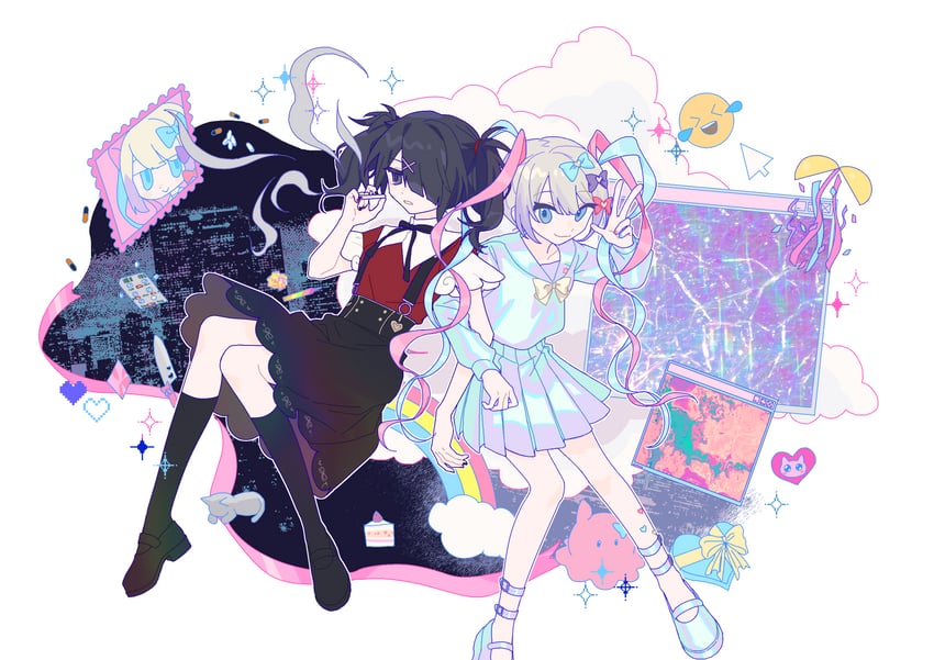 chouzetsusaikawa tenshi-chan and ame-chan (needy girl overdose) drawn by weidianqibailan