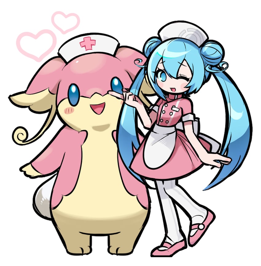 hatsune miku and audino (pokemon and 1 more) drawn by jjjjtaaaku
