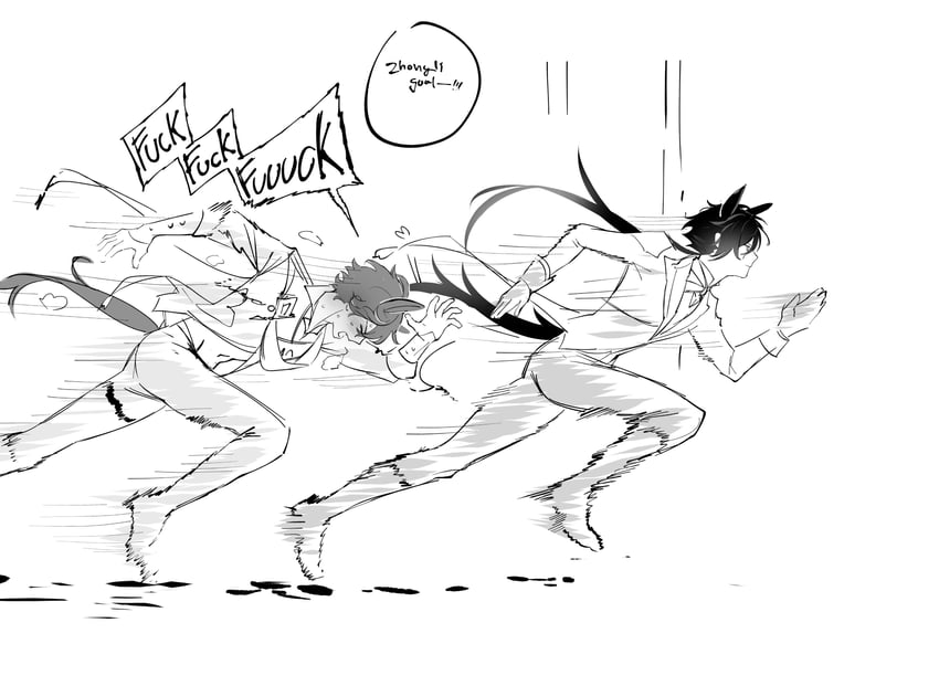 zhongli and tartaglia (genshin impact and 1 more) drawn by hwan_(mob_hwan)