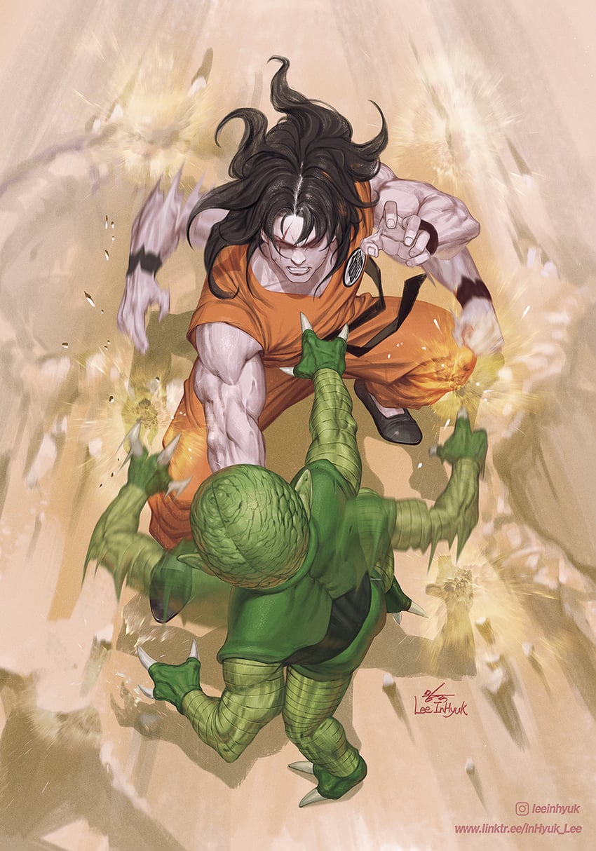 yamcha and saibaiman (dragon ball and 1 more) drawn by in-hyuk_lee