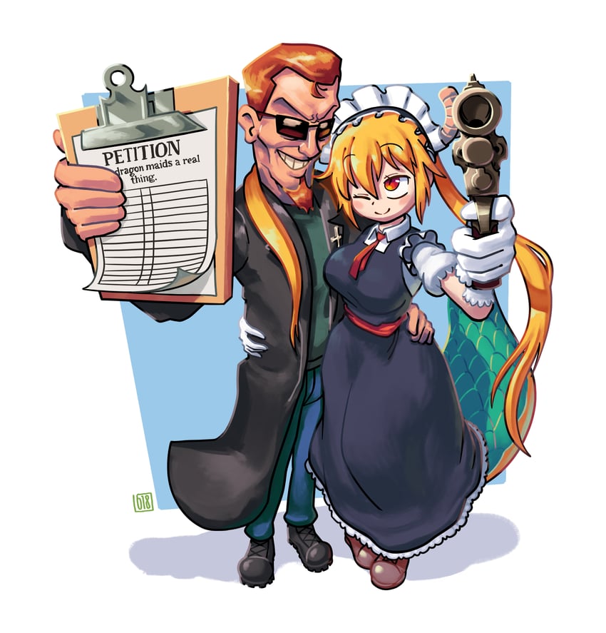 tohru and postal dude (kobayashi-san chi no maidragon and 1 more) drawn by plasticity