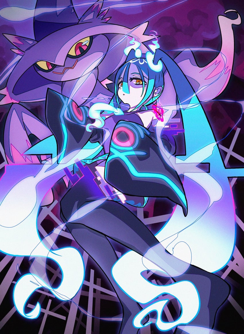 hatsune miku, mismagius, and ghost miku (pokemon and 2 more) drawn by mk_928225