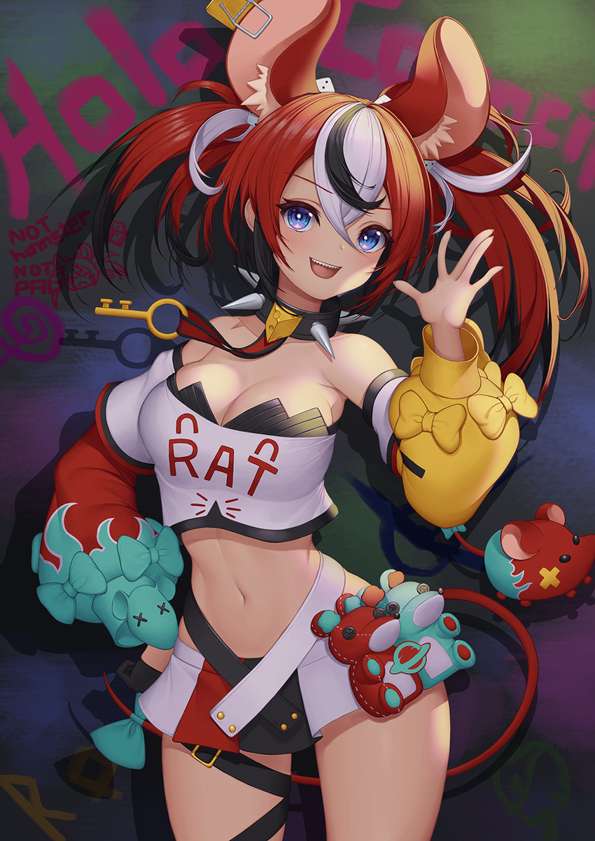 hakos baelz and mr. squeaks (hololive and 1 more) drawn by baeg_mi