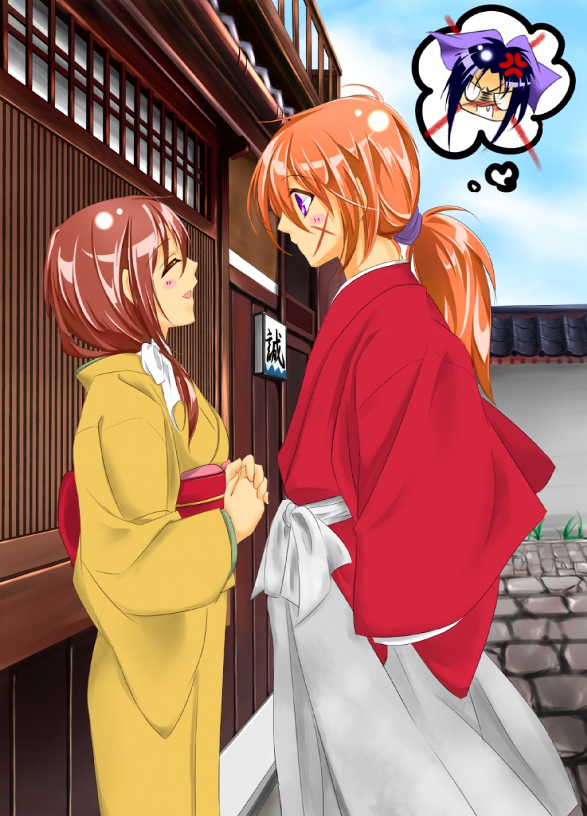 himura kenshin, kamiya kaoru, and yukimura chizuru (rurouni kenshin and 1 more) drawn by kuo_tasuku