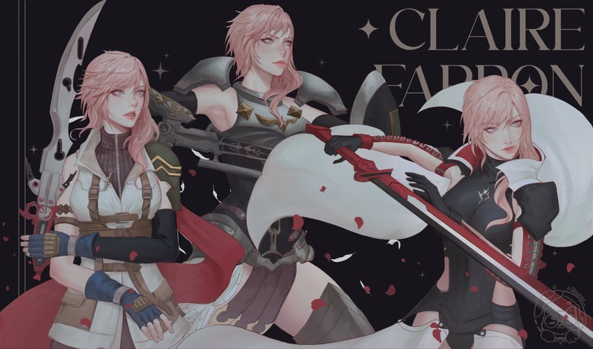 lightning farron (final fantasy and 3 more) drawn by yuki_lu