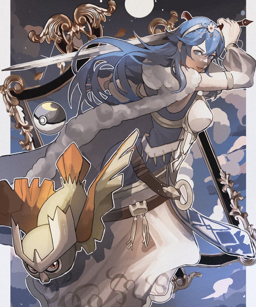 lucina and noctowl (pokemon and 2 more) drawn by reo_(mmocc123)
