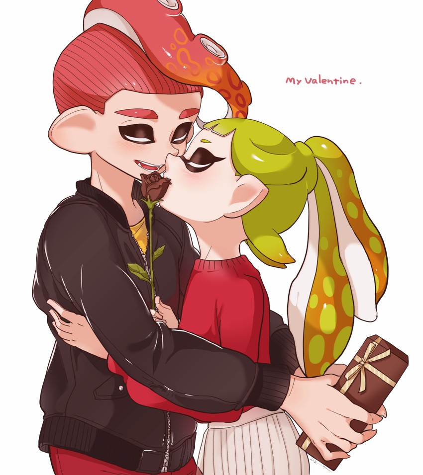 inkling player character, inkling girl, octoling player character, agent 8, octoling boy, and 1 more (splatoon) drawn by yeneny