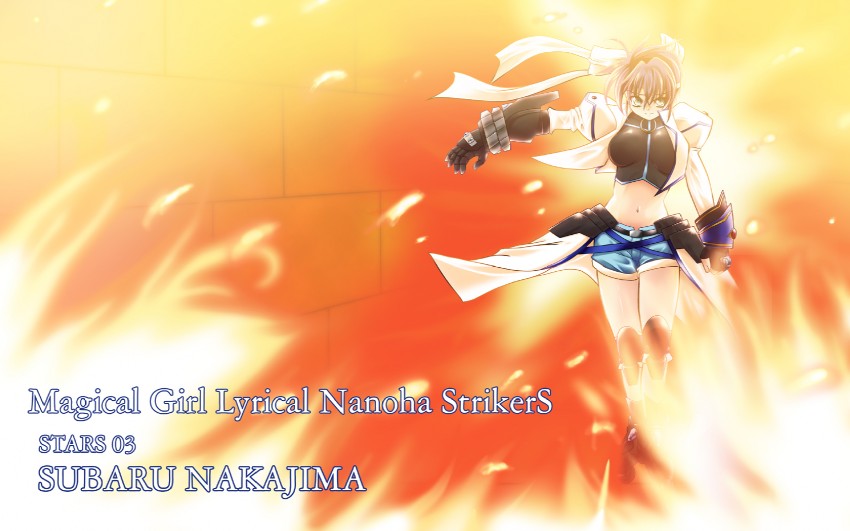 subaru nakajima, revolver knuckle, and mach caliber (lyrical nanoha and 1 more) drawn by aoi_sakuya