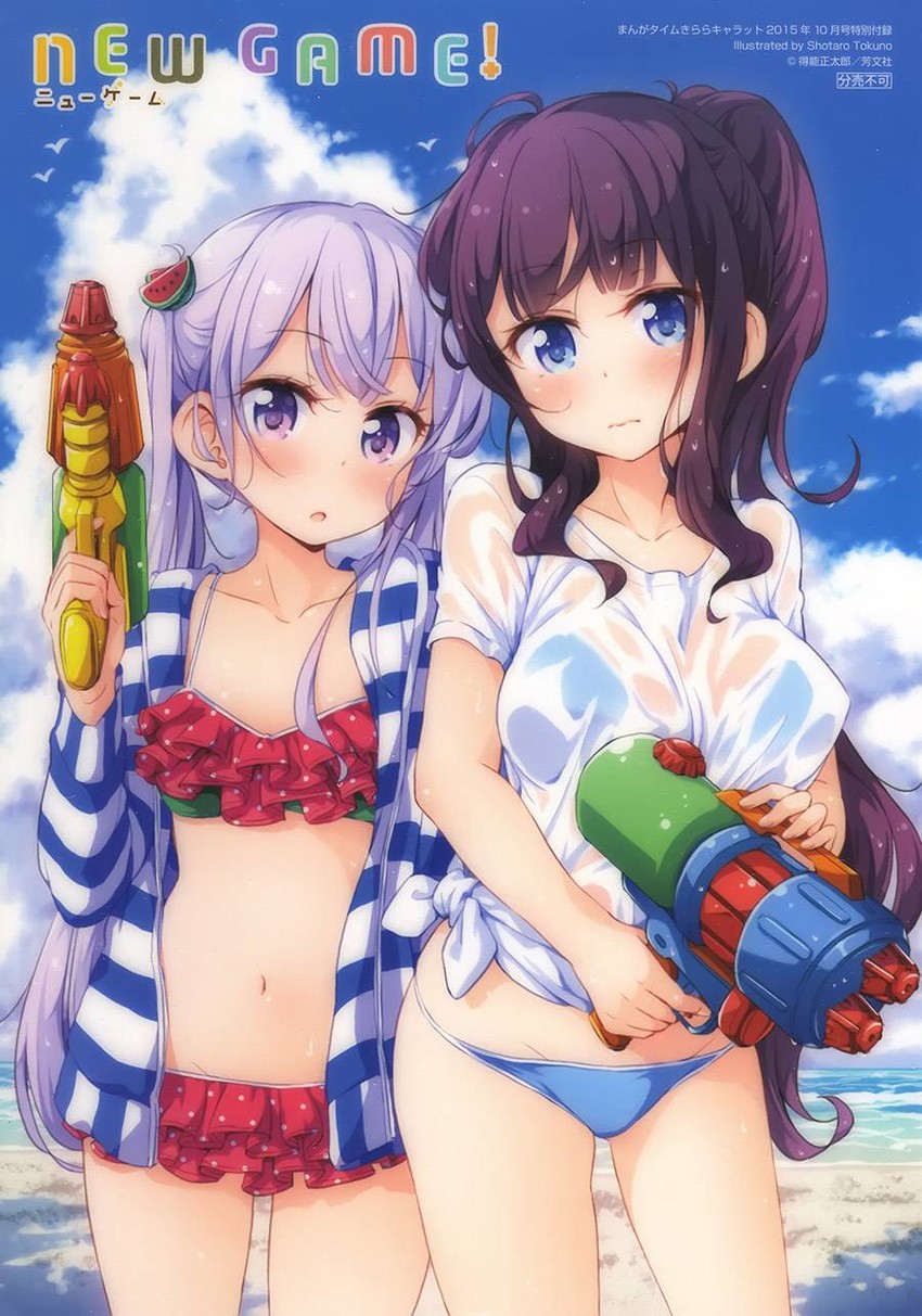suzukaze aoba and takimoto hifumi (new game!) drawn by tokunou_shoutarou