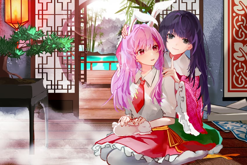 reisen udongein inaba and houraisan kaguya (touhou) drawn by rivergod