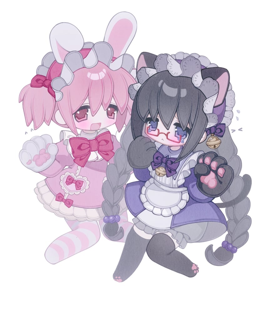 akemi homura and kaname madoka (mahou shoujo madoka magica) drawn by yigeweiren607