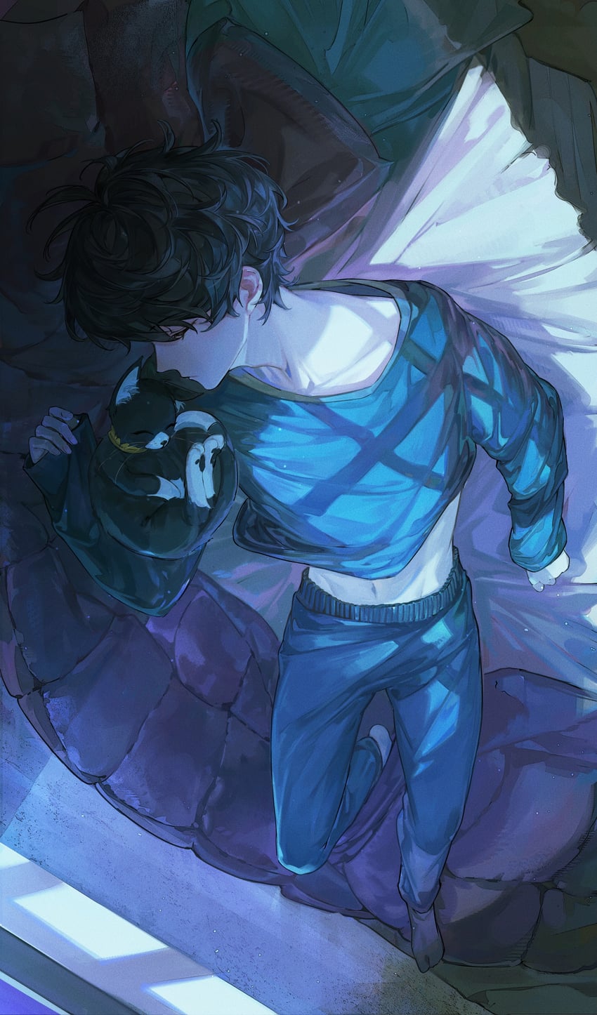 amamiya ren and morgana (persona and 1 more) drawn by jingsang_w