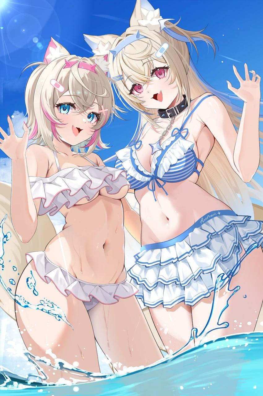 fuwawa abyssgard and mococo abyssgard (hololive and 1 more) drawn by mogmog_megmog