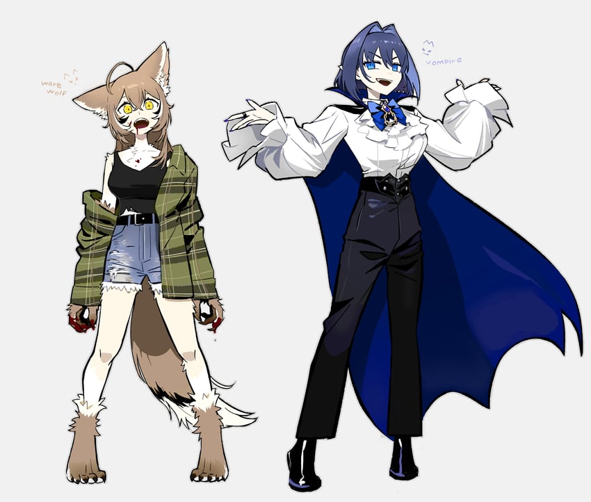 ouro kronii and nanashi mumei (hololive and 1 more) drawn by guoo