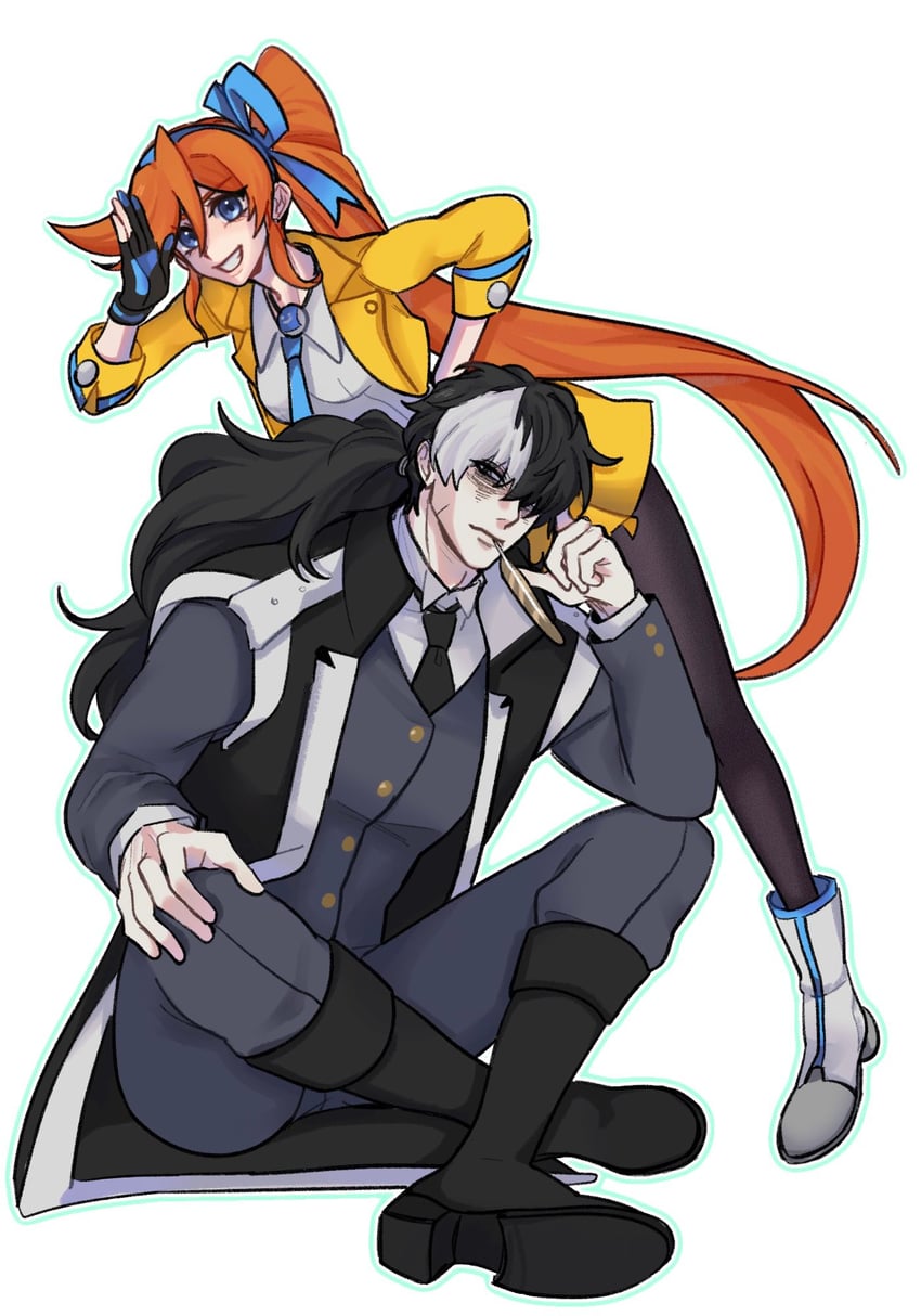 athena cykes and simon blackquill (ace attorney) drawn by im_sui_1109