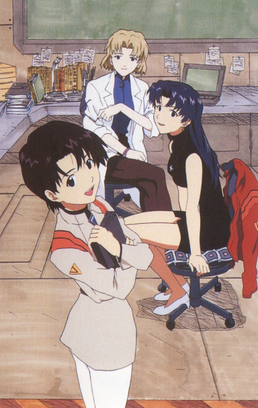 katsuragi misato, akagi ritsuko, and ibuki maya (neon genesis evangelion)