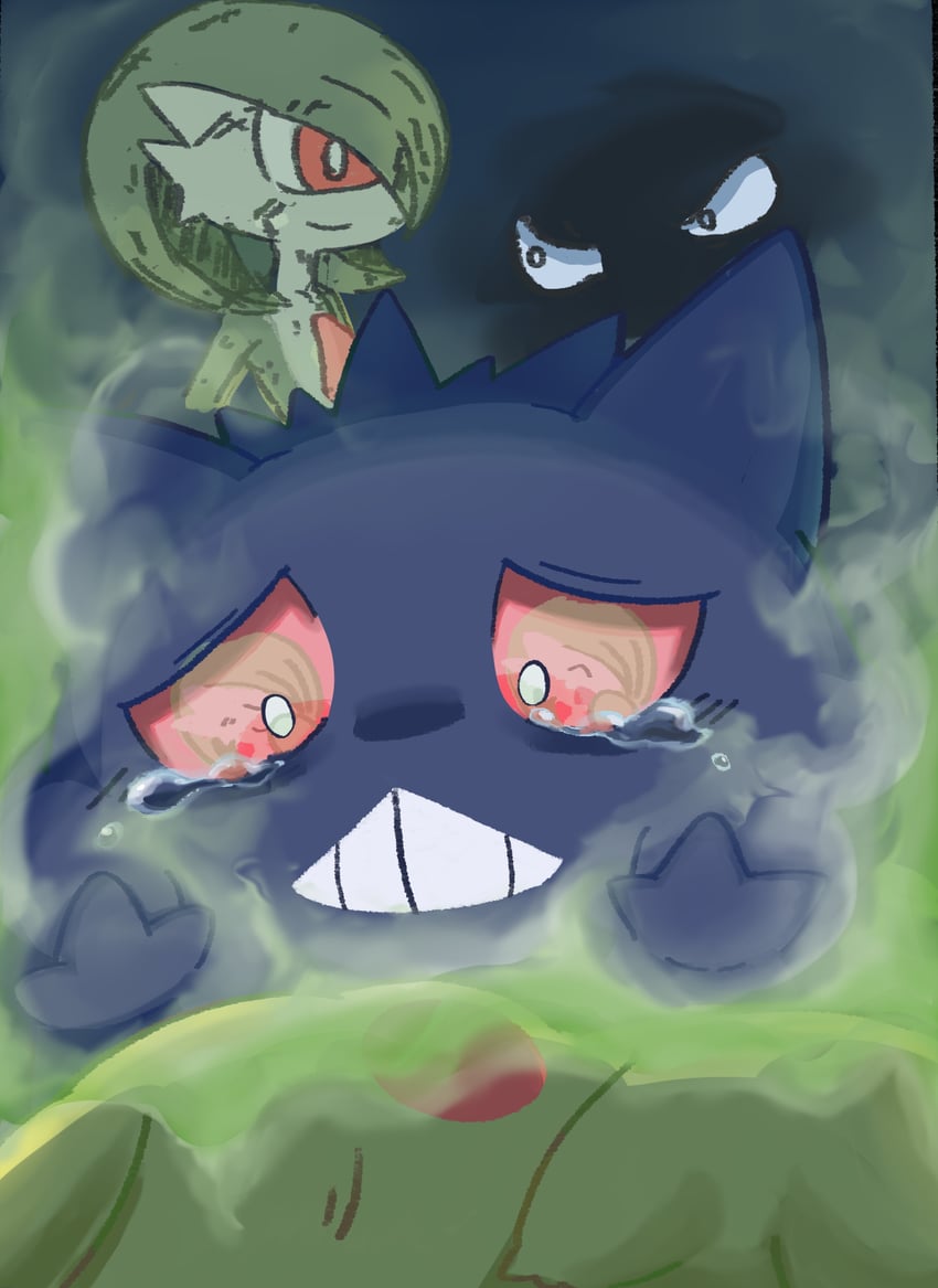 pikachu, gardevoir, and gengar (pokemon and 2 more) drawn by yamachi_nosuke