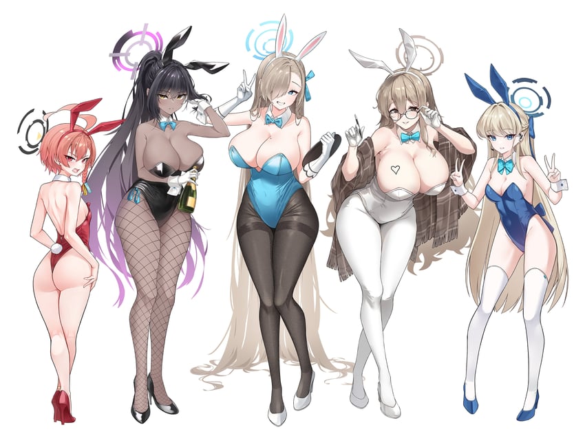asuna, toki, karin, neru, and akane (blue archive) drawn by coke0502